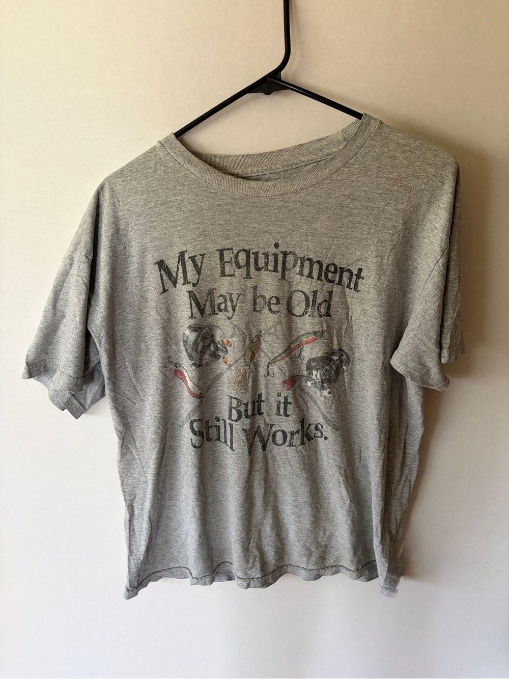 Gray Graphic Tee "My Equipment May Be Old"